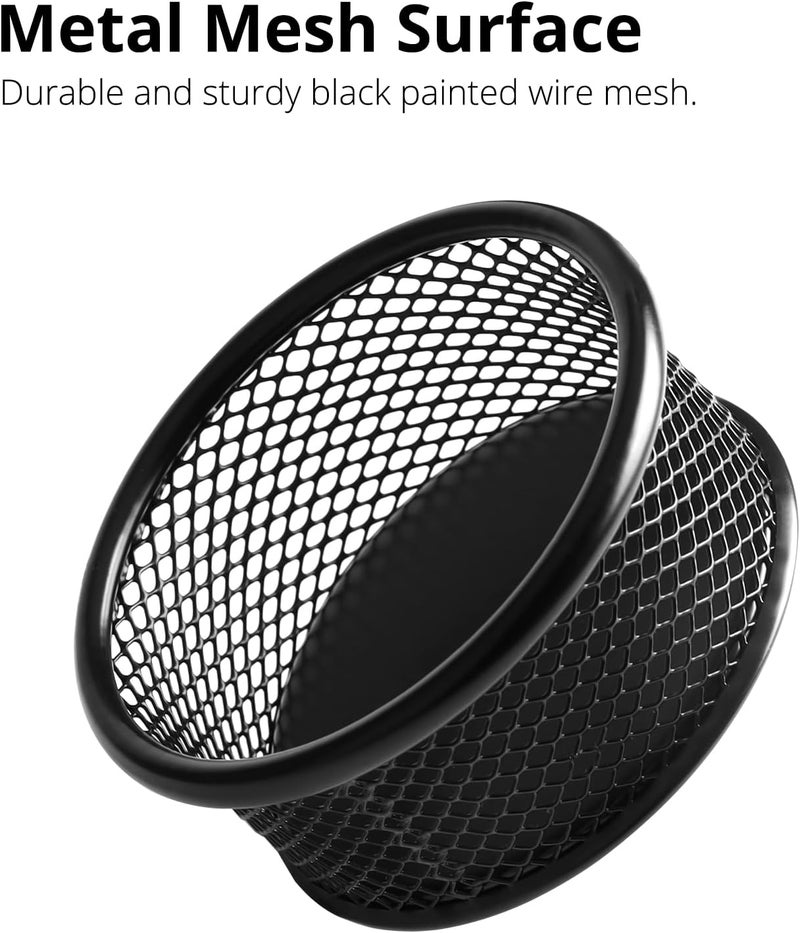 FUCDTEFC Paper Clip Holder, Paperclip Holders for Desk, Mesh Paper Clip Holder for Desk Binder Wire Mesh Bowls, Paper Clip Dispenser Organizer for Holding Small Parts Office Accessories Black 4 Pack - Image 4